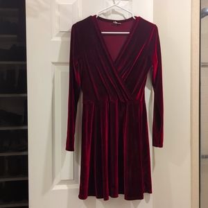 Wine red velvet dress